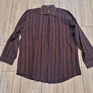 Jhane Barnes Multicolor Striped Shirt Size L Business Woven In Japan Collared